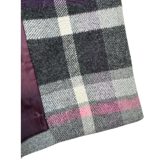 CAbi Womens Plaid Peacoat Jacket Size O Double Breasted Wool Blend Pink/Gray - Picture 9 of 15